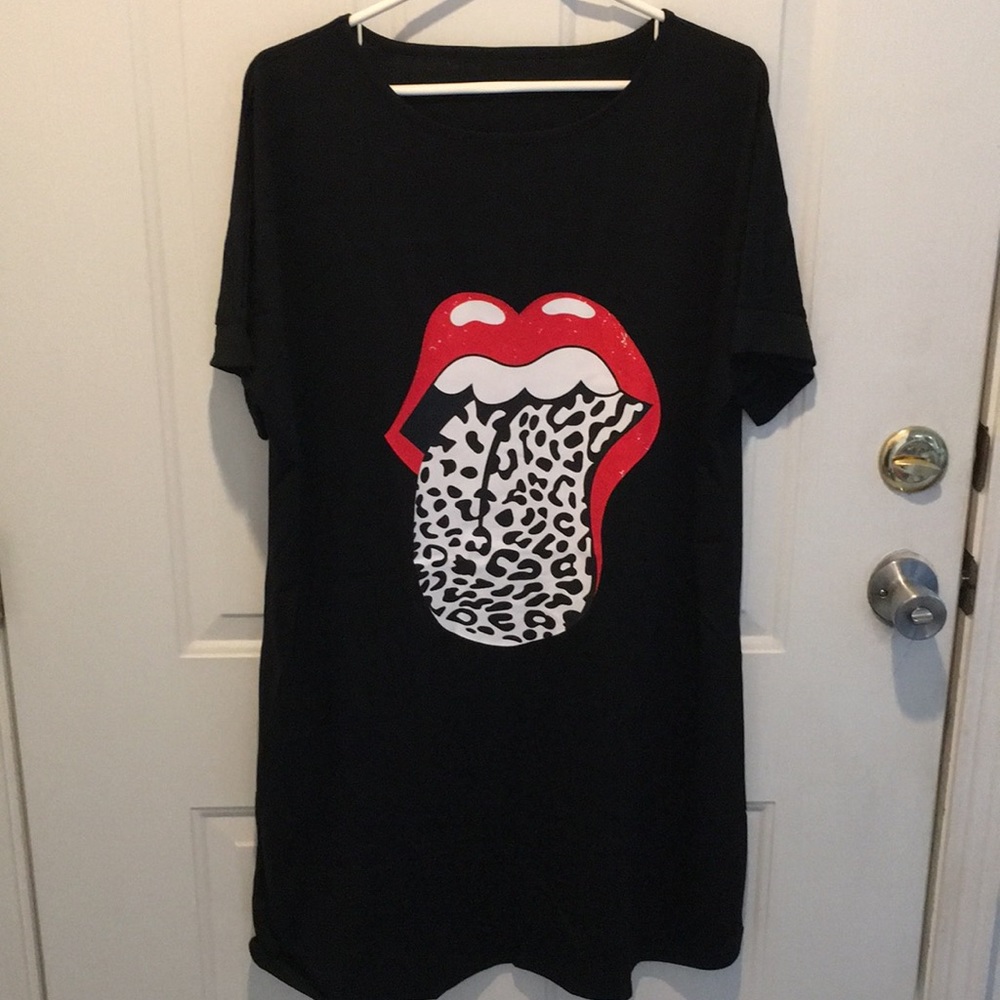 COPY - New Women’s Big Tongue Animal Print Dress …